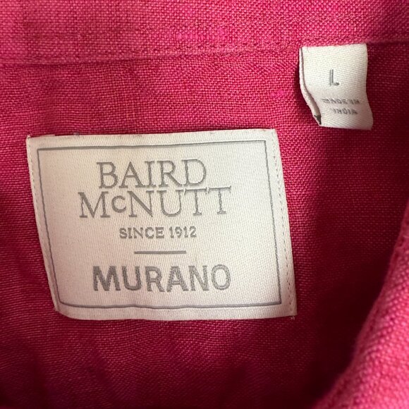 EUC Men's BAIRD‎ MCNUTT Murano Linen Short Sleeve Shirt Fuscia | Size L - Picture 4 of 6